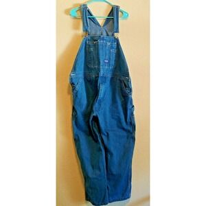 Big Smith Blue Denim Cotton Bib Carpenter Overalls 46x30 Hillbilly Straight Leg
